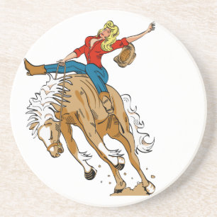 Verre En Grès Western Cowboy Cowgirl Horse Barn Rodeo Dessous de