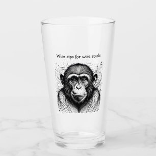 Verre Encre blanche noire de singe drôle Customisée