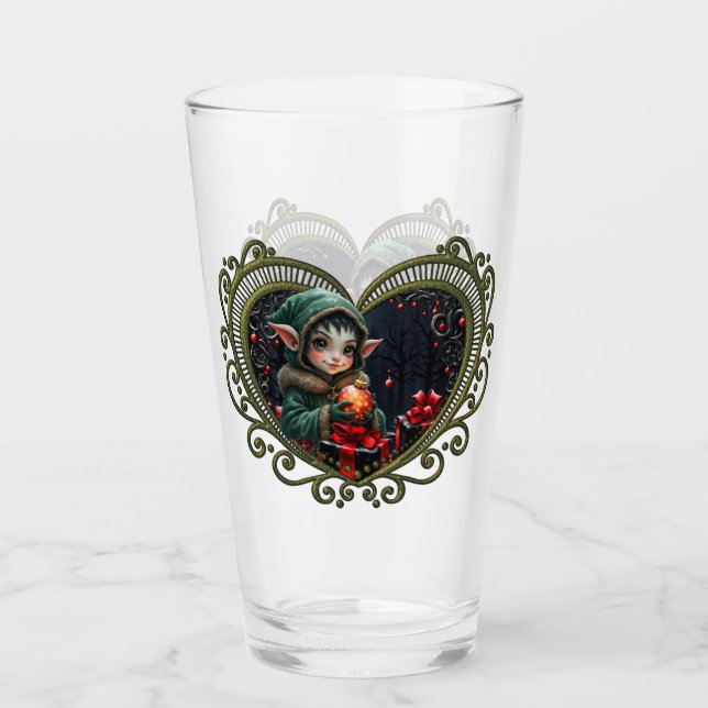 Verre Enfant Elfe mignon en manteau à capuchon vert (Devant)