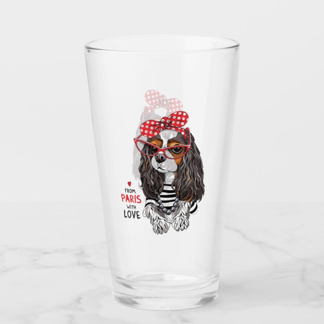 Verre Épagneul cavalier du Roi Charles de Paris avec (Devant)
