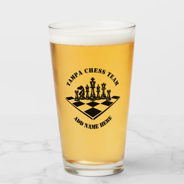 Verre Équipe d'échecs Ajouter un nom  (Devant (rempli))
