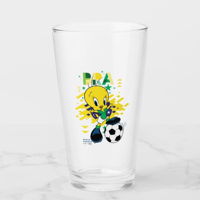 Verre Équipe TWEETY™ Brésil Graphisme de football (Devant)
