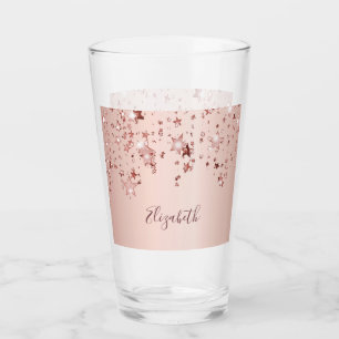 Verre étoile rose dorée brillant nom rose glam