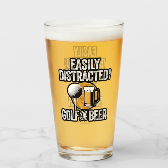 Verre Facilement distrait par Golf et bière (Devant (rempli))