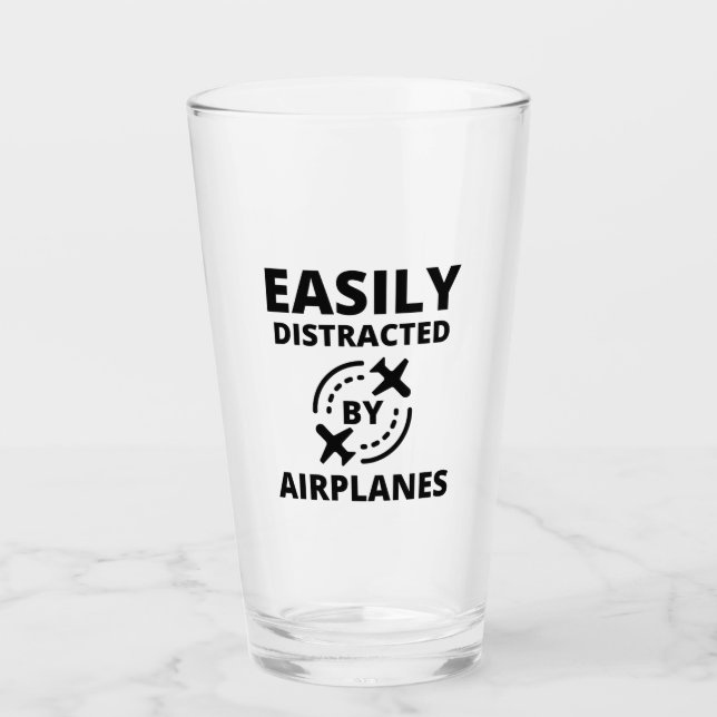 Verre Facilement distrait par les avions amusant pilote  (Devant)