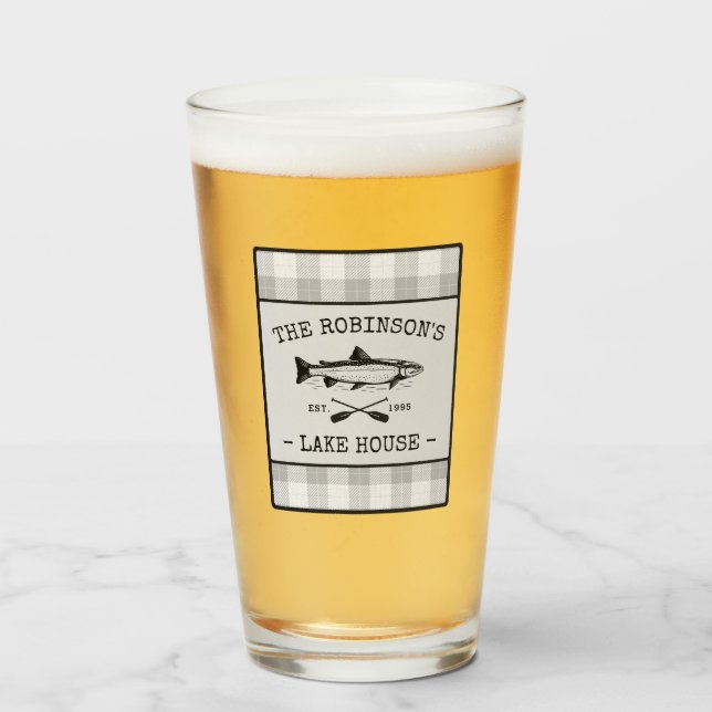 Verre Family Lake House Oars Poisson Russe Blanc Plaid (Devant (rempli))