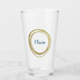 Verre Faux Gold Abstrait Circle Design avec nom