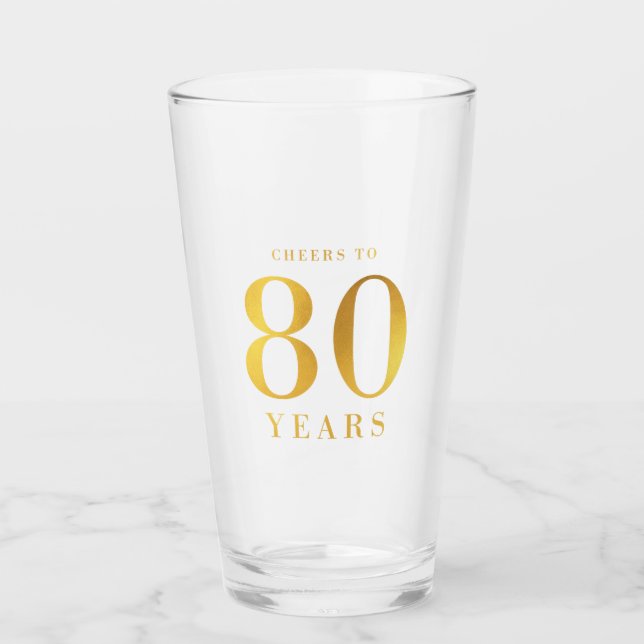 Verre Faux Gold Cheers à 80 ans Anniversaire (Devant)