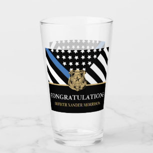 Verre Félicitations à la Police Blue Line Flag
