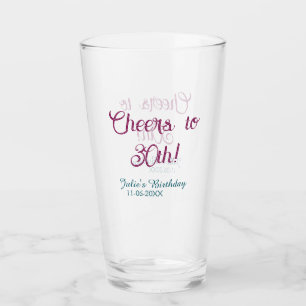 Verre Félicitations pour les 30 ans nom date mauve bleu 