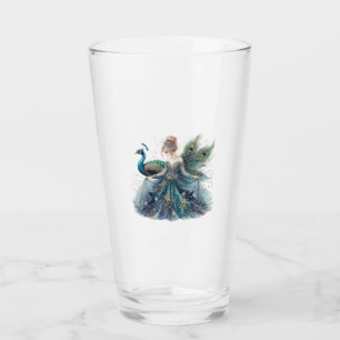 verre femme et paon