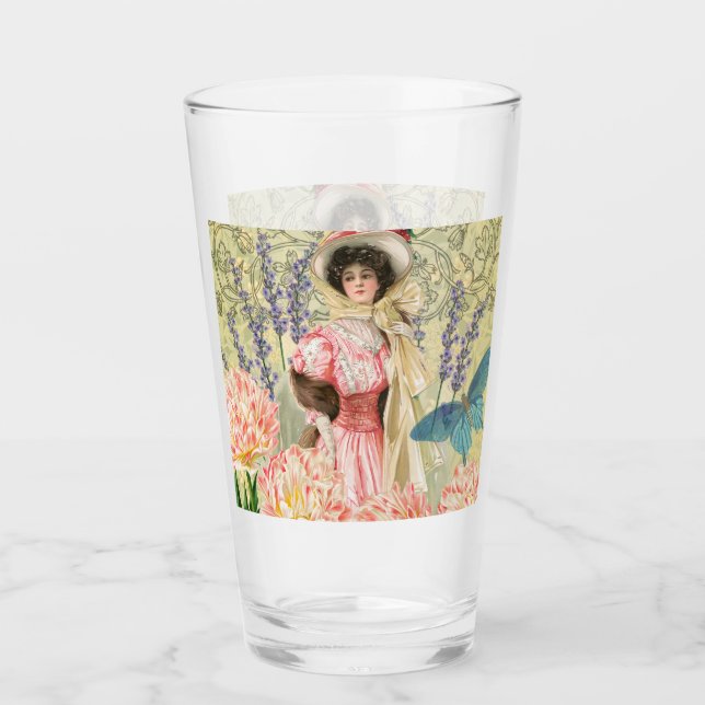 Verre Femme victorienne florale rose Régence (Devant)