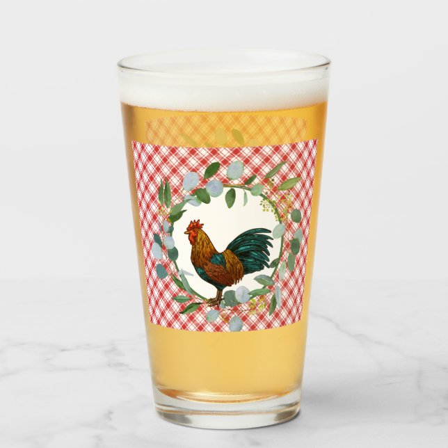 Verre Ferme Eucalyptus Wreath & Rooster (Devant (rempli))
