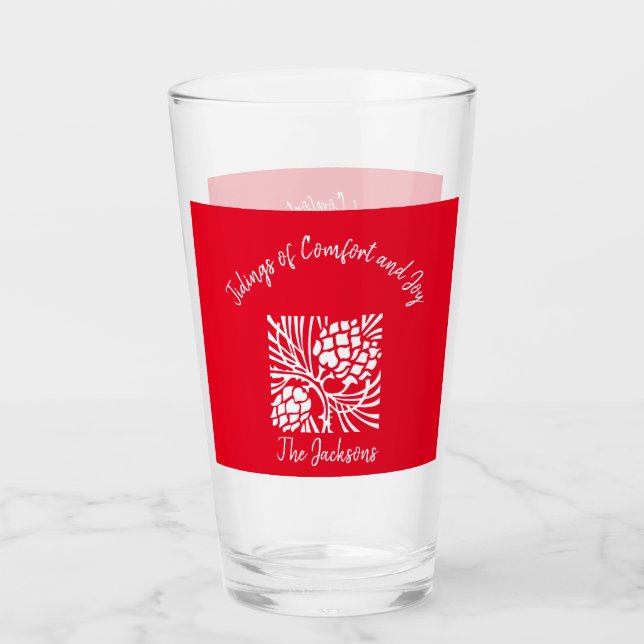Verre Festive Rouge et Blanc saison de vacances (Devant)