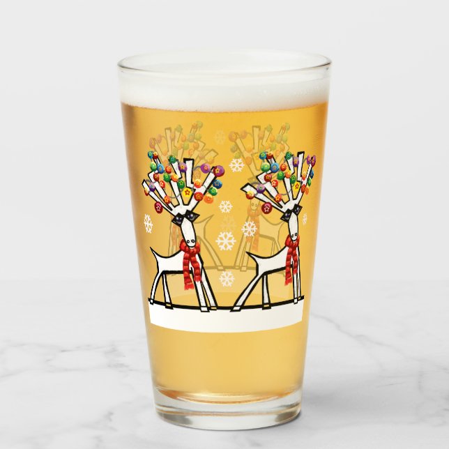 Verre Fête de rennes de Noël avec des flocons de neige (Dos (rempli))