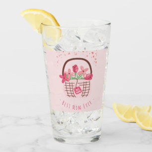 Verre Fête des Mères, Meilleure Maman, avec Belle Fleur