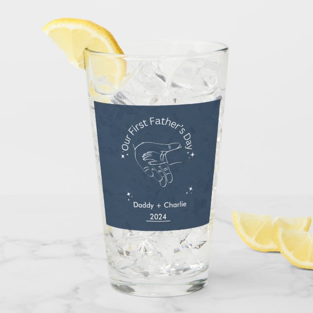 Verre Fête des pères Ligne Dessin Notre Première Fête de (Devant glace)