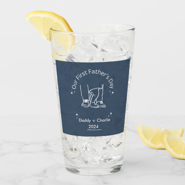 Verre fête des pères Ligne Dessin Notre Première Fête de (Devant glace)