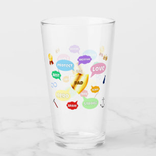 Verre Fête des pères Meilleur Papa Mot Nuages King Crown