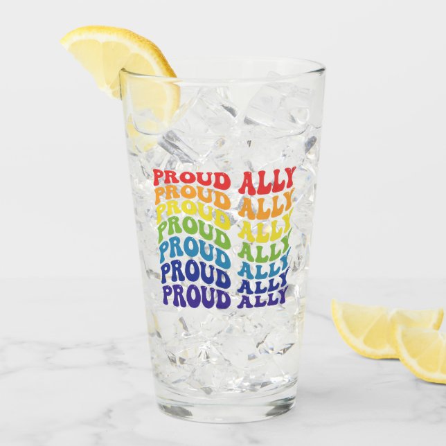 Verre Fière Ally | LGBTQ | GAY PRIDE | Arc en ciel (Devant glace)