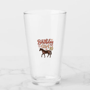 Verre Fille d'anniversaire 10 Cheval Floral Design Vecto