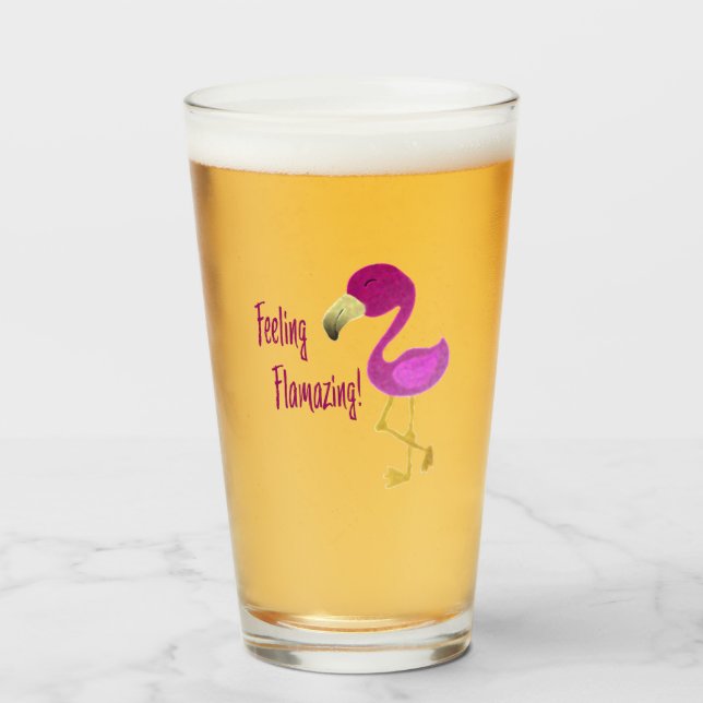 Verre Flamant rose flamboyant (Devant (rempli))