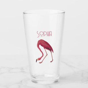 Verre Flamant rose rose vintage