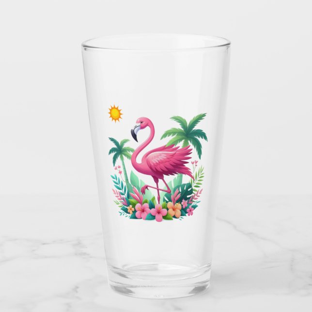 Verre Flamingo rose tropicale/Floride (Devant)