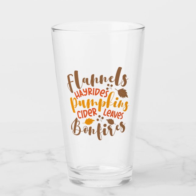 Verre Flannels Hay Rides Citrouille cidre Feuilles Bonfi (Devant)
