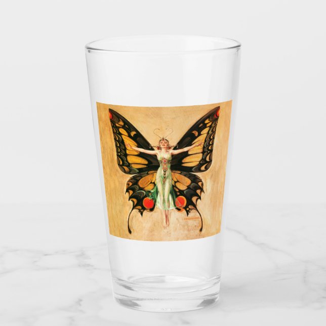 Verre Flapper Butterfly Flying Woman Illustration (Devant)