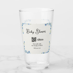 Verre Fleur aquarelle bleue bébé shower scan QR RSVP pa