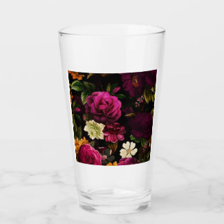 Verre Fleurs de Botanique Foncées et Roses de Style Vint