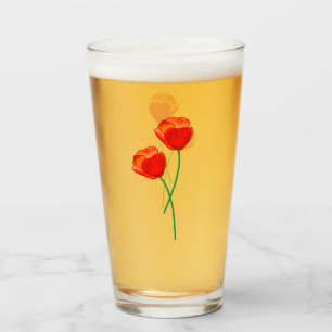 Verre Fleurs de pavot rouge