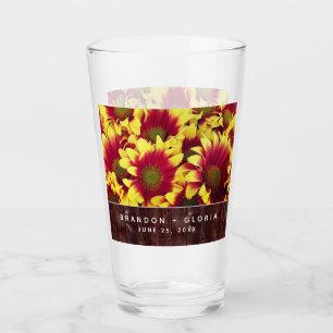 Verre Fleurs de soleil d'automne rustiques sur Mariage d