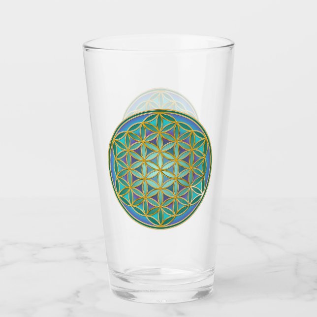 Verre FLEURS DE VIE - Géométrie Sacrée Design 1 (Devant)