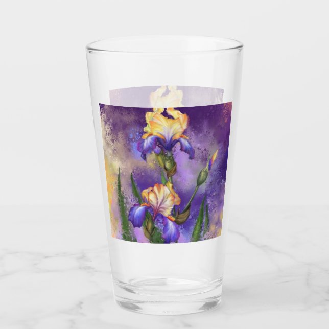 Verre Fleurs Iris Violet - Peinture (Devant)