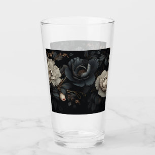 Verre Fleurs noires et blanches