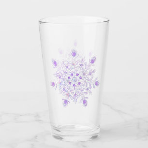 Verre flocon de neige violet clair et coeur étincelant