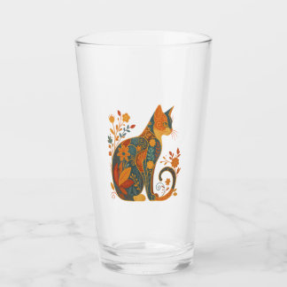 Verre Floral Cat Silhouette � Colorful Vintage Botanical
