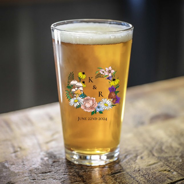 Verre Floral Fleur sauvage Champignons bleus (Créateur téléchargé)