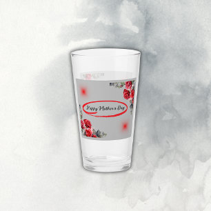 Verre Floral Grey & Red Bonne fête des mères  