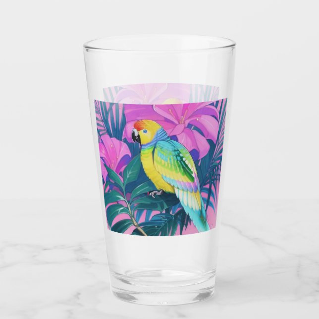 Verre Floral/hawaïen/tropical/perroquet (Devant)