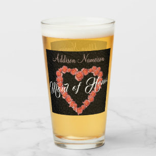 Verre Floral Rose Coeur monogramme Mariage Soirée de mar