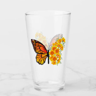 Verre Flower Butterfly with Yellow California Poppy