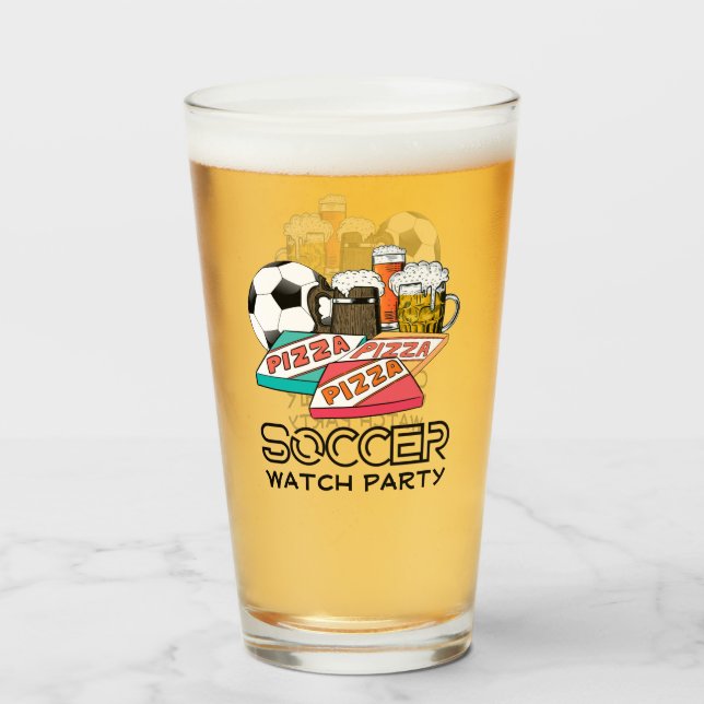 Verre Football Beer Pizza SOCCER WATPARTIE (Devant (rempli))