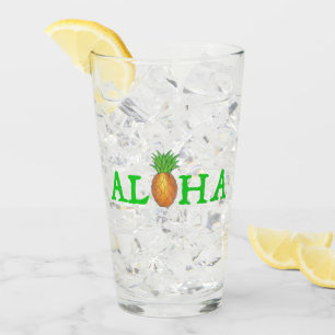Verre Fruit d'ananas de l'île tropicale d'Hawaï ALOHA