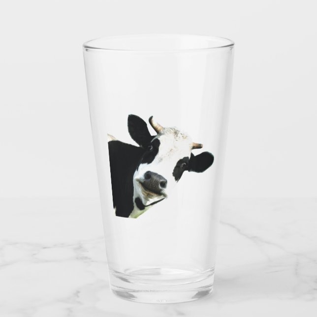 Verre Fun Black White Holstein Vache ferme animal (Devant)