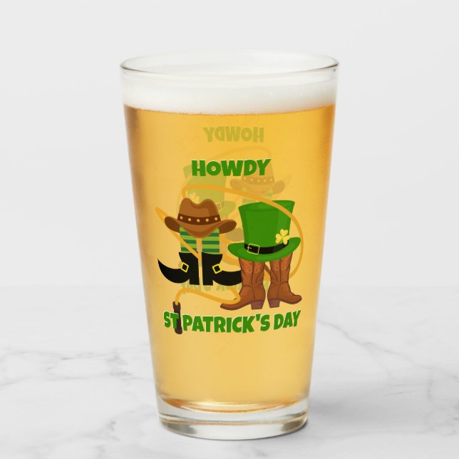 Verre Fun Happy Jour de la Saint Patrick HOWDY DIA DUIT  (Devant (rempli))