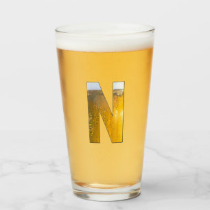 Verre Funky Beer Head Monogramme Lettre initiale N