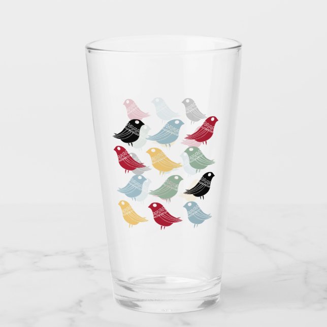Verre Funky Scandi Birds Mid Century Moderne (Devant)